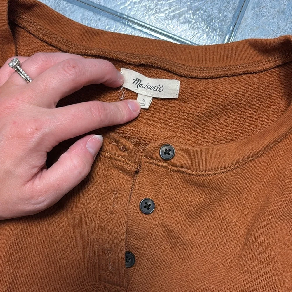 Madewell Henley Puff-Sleeve Sweatshirt - Picture 3 of 4